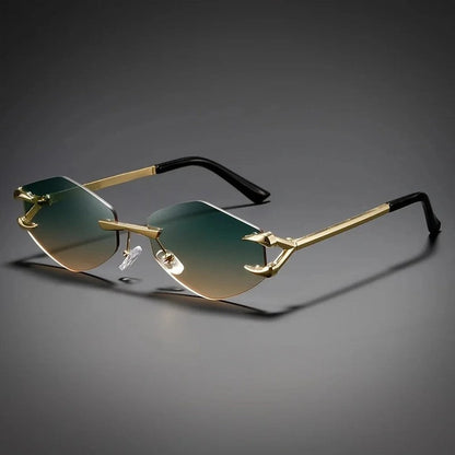 Veyron Rimless Geometric Metal Sunglasses