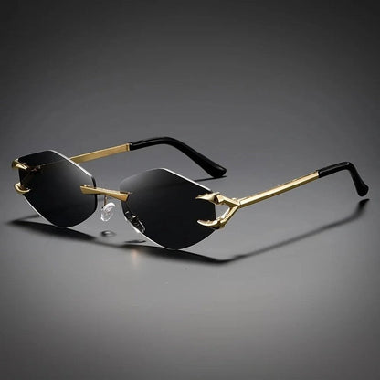 Veyron Rimless Geometric Metal Sunglasses
