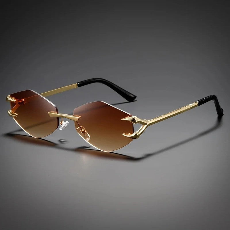 Veyron Rimless Geometric Metal Sunglasses