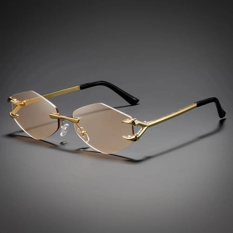 Veyron Rimless Geometric Metal Sunglasses