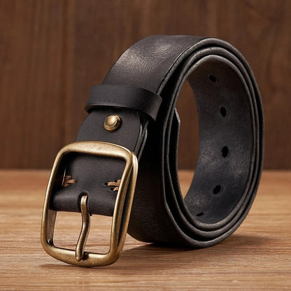 Vintage Brass Buckle Leather Belt