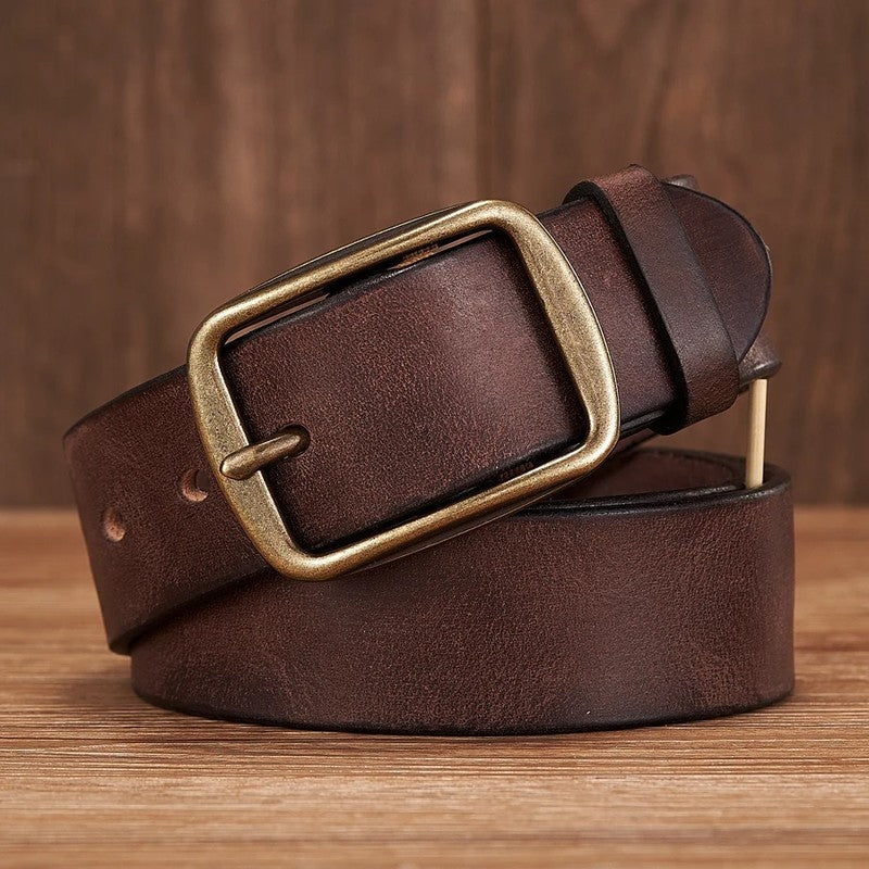 Vintage Brass Buckle Leather Belt
