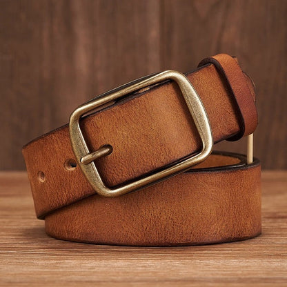 Vintage Brass Buckle Leather Belt
