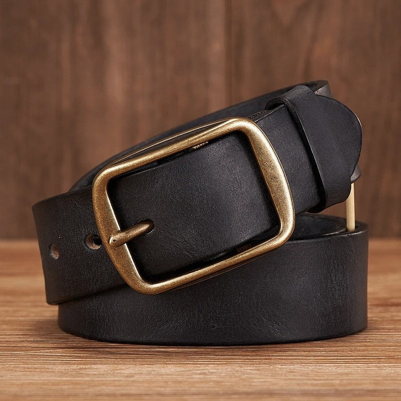 Vintage Brass Buckle Leather Belt